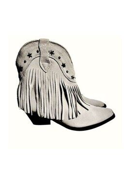 Very Volatile Deerwood Western Ankle Boots in Ice Suede Sz 7.5 EUC